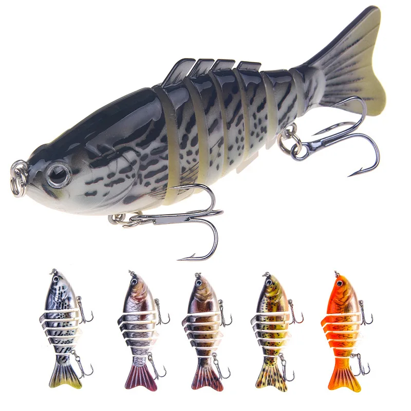 

5-Color Segmented Plastic Fishing Lure with Rattle Beads, Multi-Joint Hard Bait, 10cm 16.3g for Bass and Trout in Freshwater