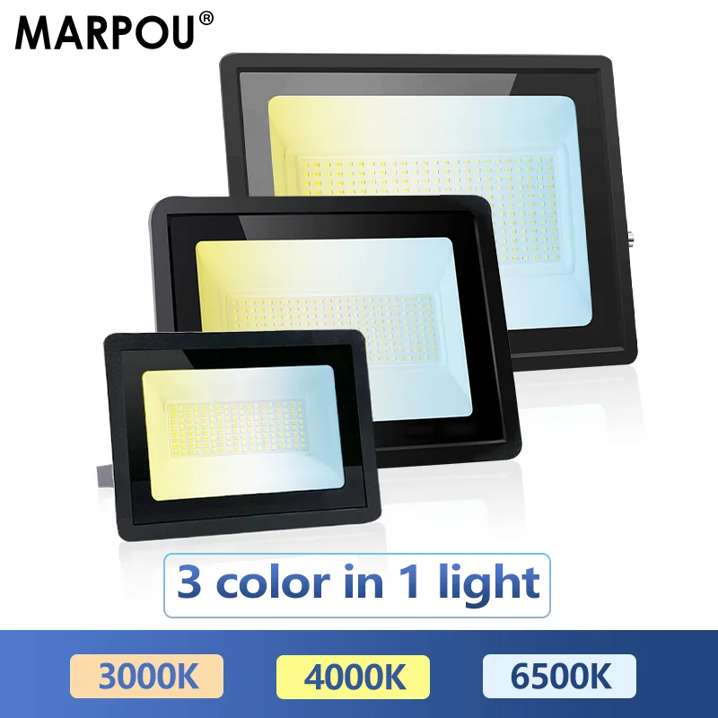 MARPOU LED Floodlight 100W 80W 50W Led Spotlights for IP65 Outdoor Cold Neutral Warm White for Garden Light Christmas Projector