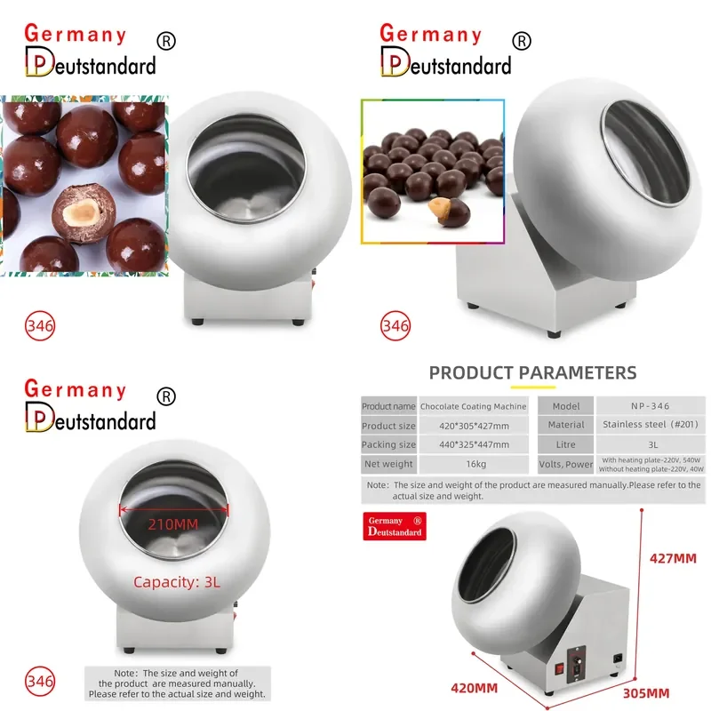 Automatic Stainless Steel Chocolate Candy Coating Machine for Food Seasoning and Nut Coating