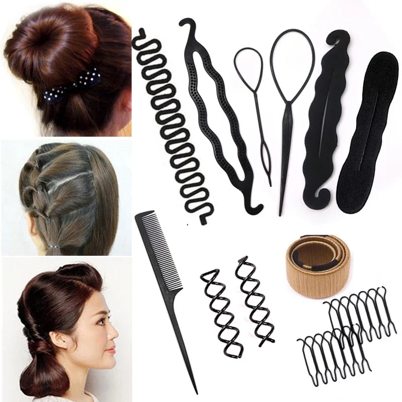 Horquillas de rodillo de tejido para mujer, Clip esponjoso, accesorios para el cabello, peinado, trenzado, conjunto de accesorios para el cabello