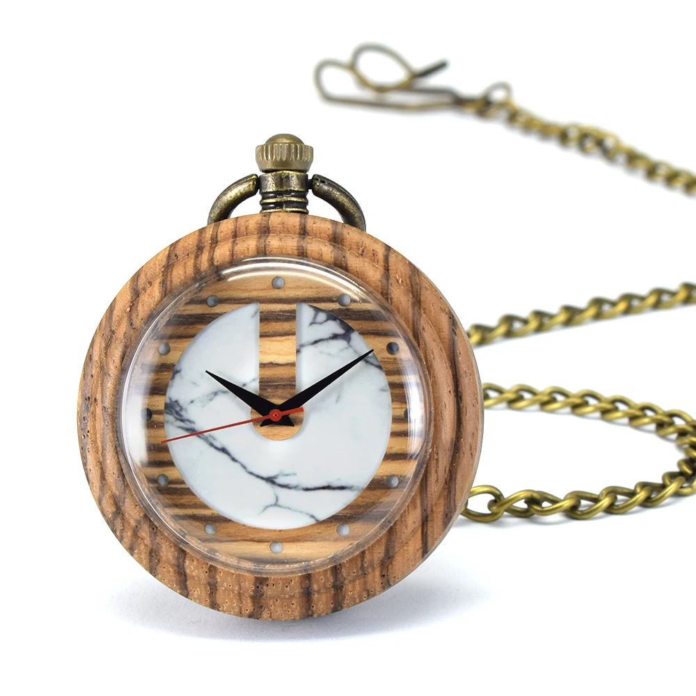 Wooden Pocket Watch,Customized Wooden Pocket Watches for Men Handmade Bamboo Wood Analog Quartz Custom Pocket Watch with C
