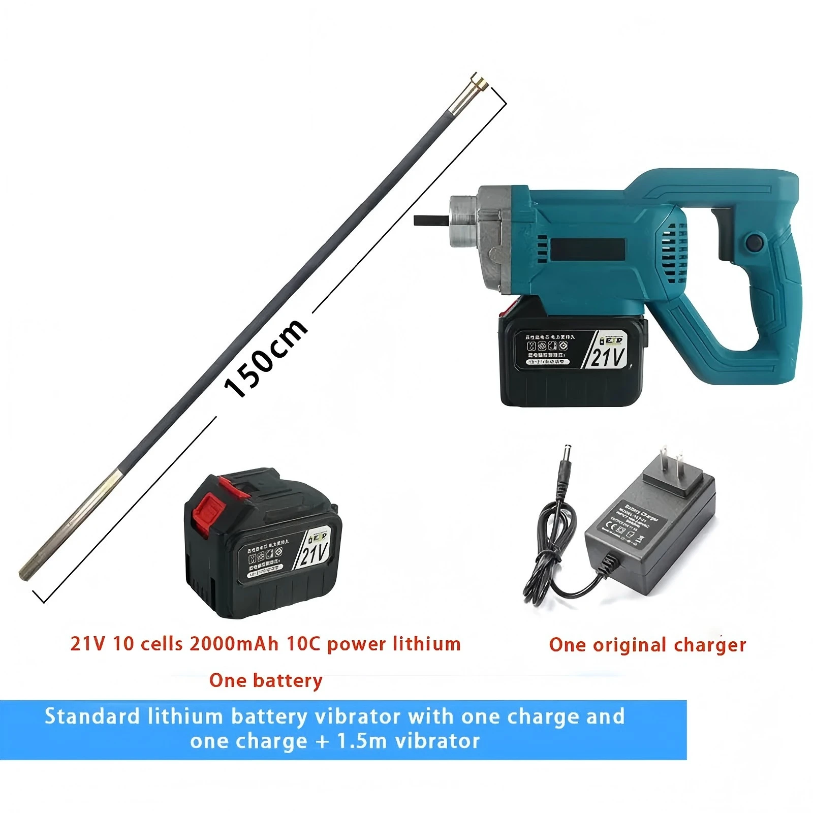 New 1.5m 1.2m Portable Plug-in  Small Rechargeable Cement Lithium Battery Brushless Concrete Vibrator