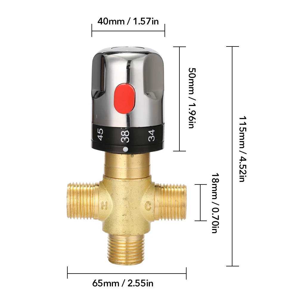 Brass Thermostatic Mixing Valve Bathroom Faucet Temperature Mixer Control Thermostatic Valve Home Improvement Silver Plating