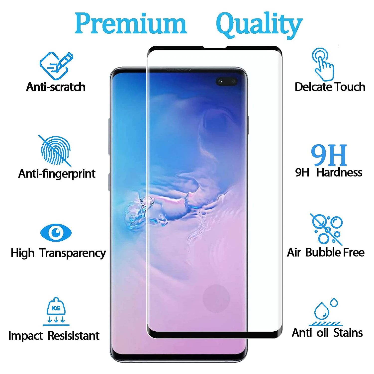 Film en verre trempé 9H pour Samsung Galaxy S10 + Plus, 2/4 pièces, protecteur d'écran incurvé HD anti-rayures