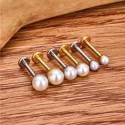 ASTM G23 Titanium Pearl Ear Screw Classic Women's Ear Cartilage Screw Internal Thread Perforated Jewelry Nose Screw