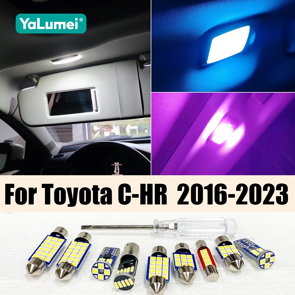 

Для Toyota C-HR CHR 2016-2023: Комплект из 11 светодиодных ламп для салона и подсветки номерного знака, аксессуары