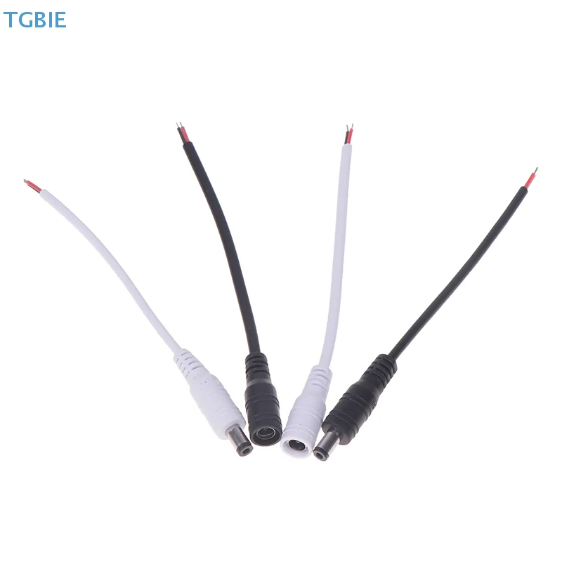 Câble d'alimentation cc en queue de cochon, 5.5mm X 2.1mm, connecteur mâle femelle 22awg pour alimentation 12V, adaptateur de caméra de vidéosurveillance, bande LED DVR, 10 pièces
