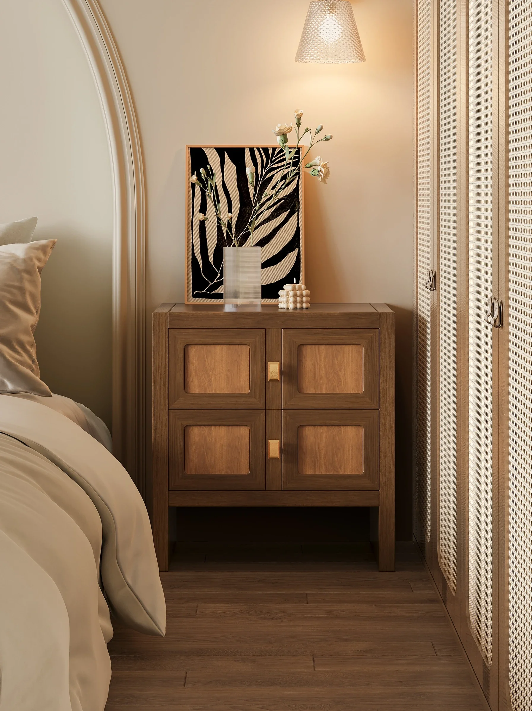 سجل طاولة السرير القديمة على الطراز الرعوي الفرنسي، طاولة بجانب السرير فاخرة وخفيفة الوزن وغرفة النوم وخزانة الصدر ذات درج مزدوج #6