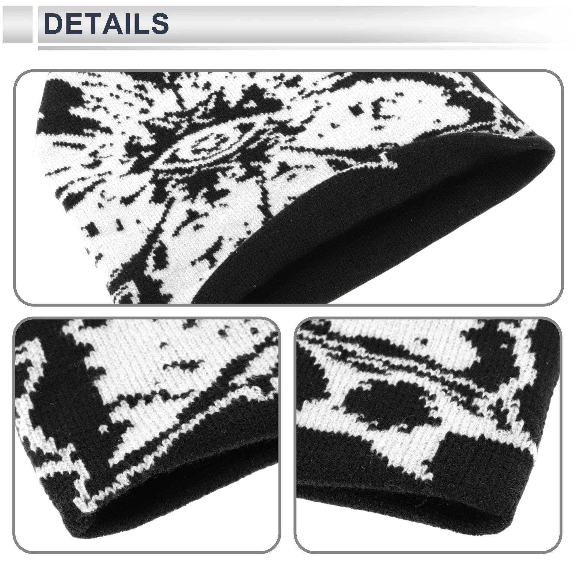 قبعة X Autohaux لركوب الدراجات دافئة ومريحة بنمط أبيض أسود 8.46 بوصة × 8.66 بوصة قطعة واحدة