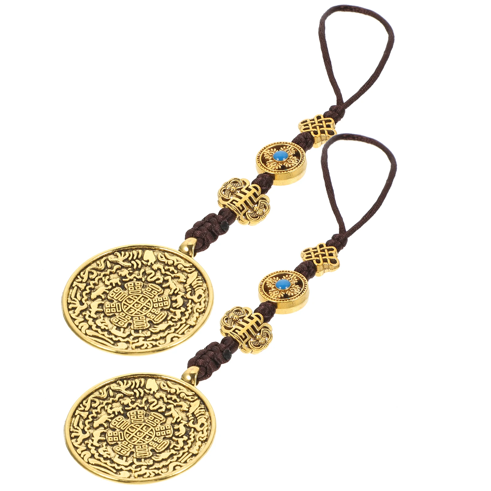 

2 Pcs Tibetan Waist Pendant Vintage Necklace Retro Charm Jewellery Pendants Chinese Metal Jewelry Small Man
