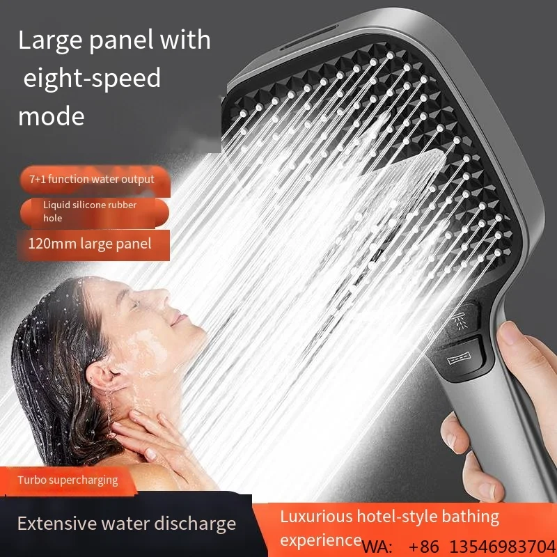 

2026 New Online Hot Selling ABS Square Chrome Finishing 9 Functions Button Select Bathroom Rain Hand Shower Head