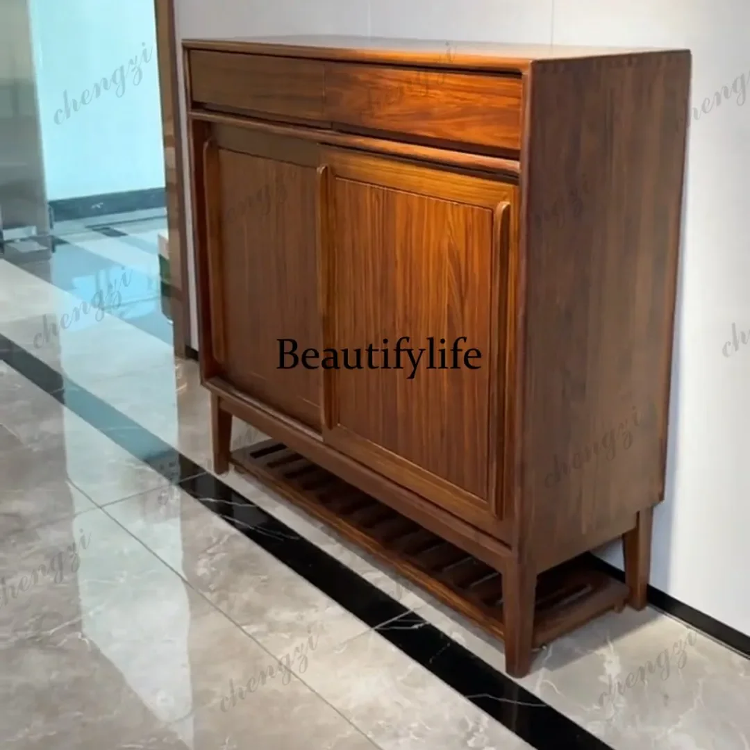 H178  Solid wood shoe cabinet Nordic door shoe change stool simple household locker large capacity storage cabinet