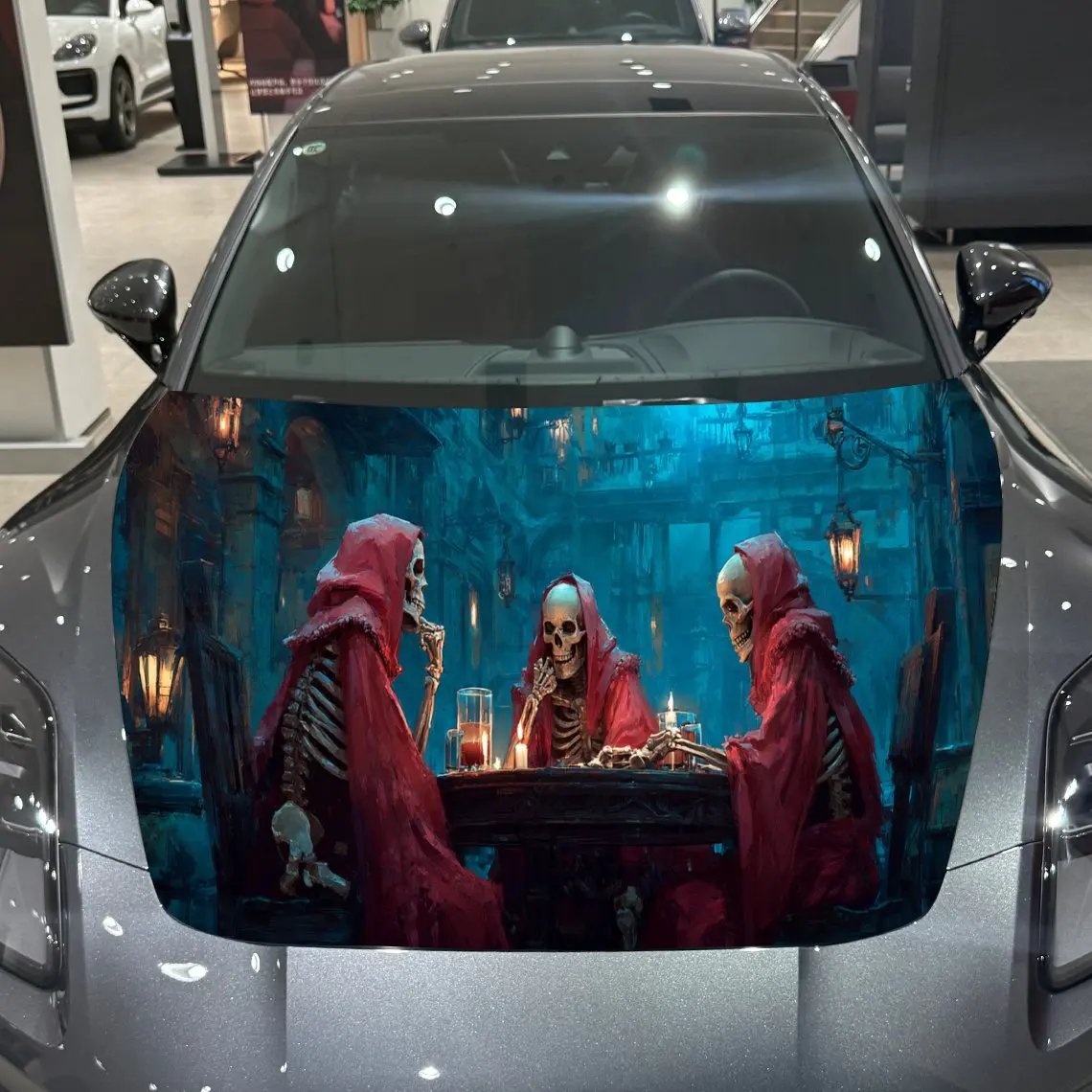 

Weird Gathering - Mysterious Skull Auto Cover Sticker, Waterproof and Self-adhesive Car Hood Decal, Auto Vinyl Wraps, Cool Car E