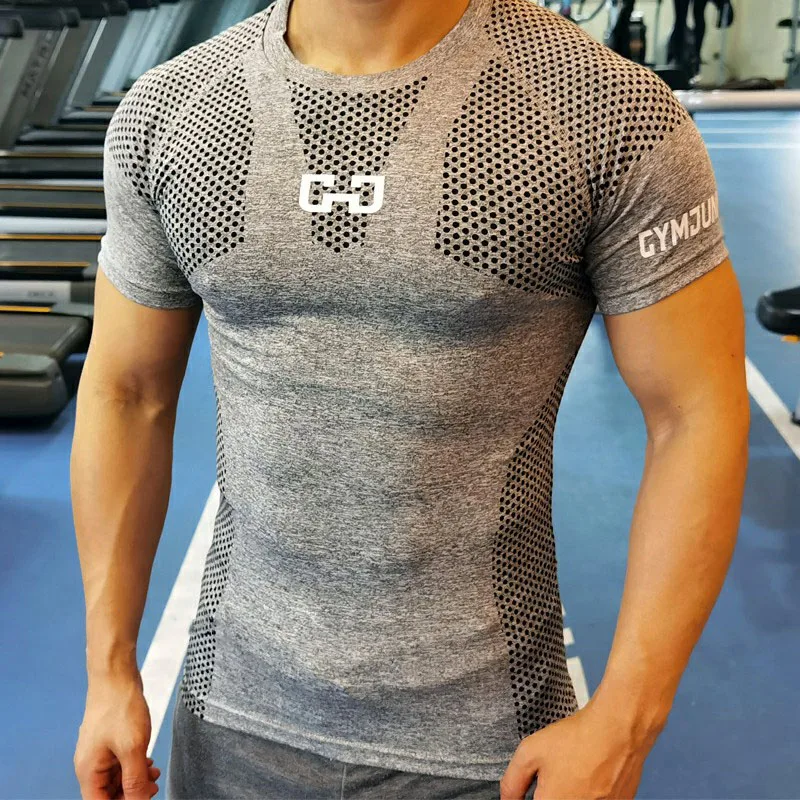 Men’s Quick Dry Sport T-shirt Fitness Tight Short Sleeve Male Gym Compression T-shirt bodybuilding Tee shirt