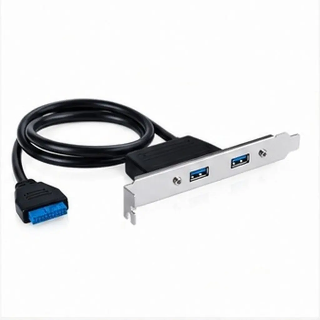 Motherboard USB Host Adapter 20Pin to Dual USB 3.0 Female Ports Pci Slot Mounted Rear Panel Expansion Bracket Dustproof Computer