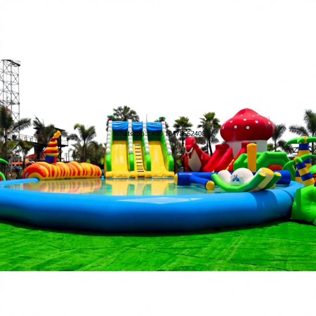 

Надувная водная горка с бассейном, надувные водные аттракционы для продажи