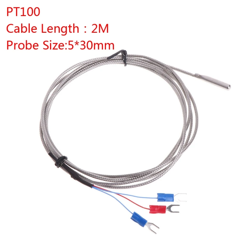 Stainless Steel RTD PT100 Temperature Thermocouple with 2m 3 Cable Wires