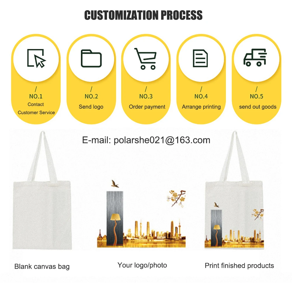 Polarshe 10pcs Customized Tote Bags Women Designer Handbags Shopping Canvas Bags Casual Shoulder Bag for Travel, Weddings, Gifts