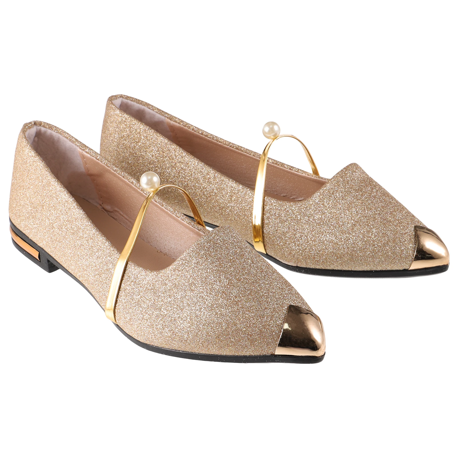 Sepatu Elegan Pump Mutiara untuk Sandal Wanita Hak Musim Panas Datar Wanita Mewah Bergaya