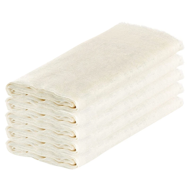 Muslin Cloths For Cooking, Pack Of 5 (50X50CM), Unbleached, Cotton Reusable And Washable Cheese Cloths For Straining