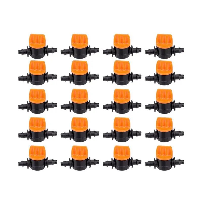 ABJO-100Pcs 1/4Inch Pipe Mini Valve 4/7Mm Hose Controller Barbed Adapter Agriculture Drip Irrigation Watering System Fitting
