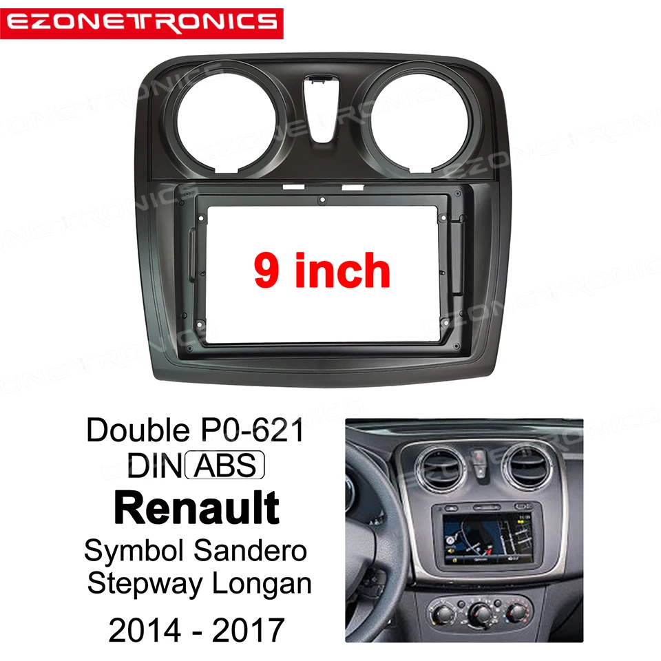 Frame Audio Fitting Adaptor Dash Trim Kits Facia Panel For Renault Symbol Dacia Sandero Stepway Longan 2014- 2017 Radio Player