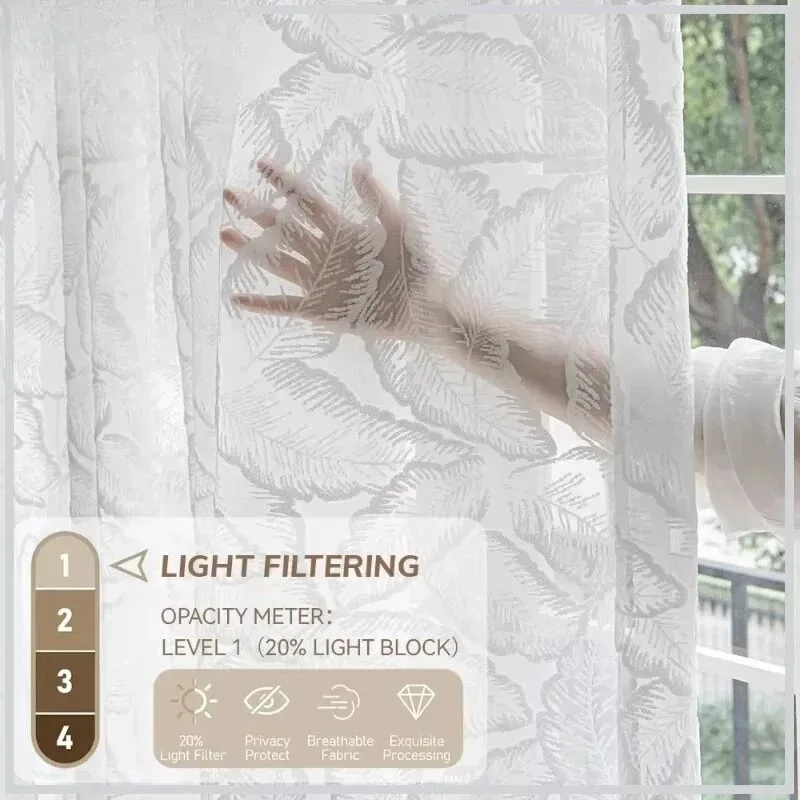 

Curtains for Living Room Bedroom Decor Voile Opaque Drapes White Tulle High Quality 3D Relief Yarn Luxury Chiffon Sheer Window