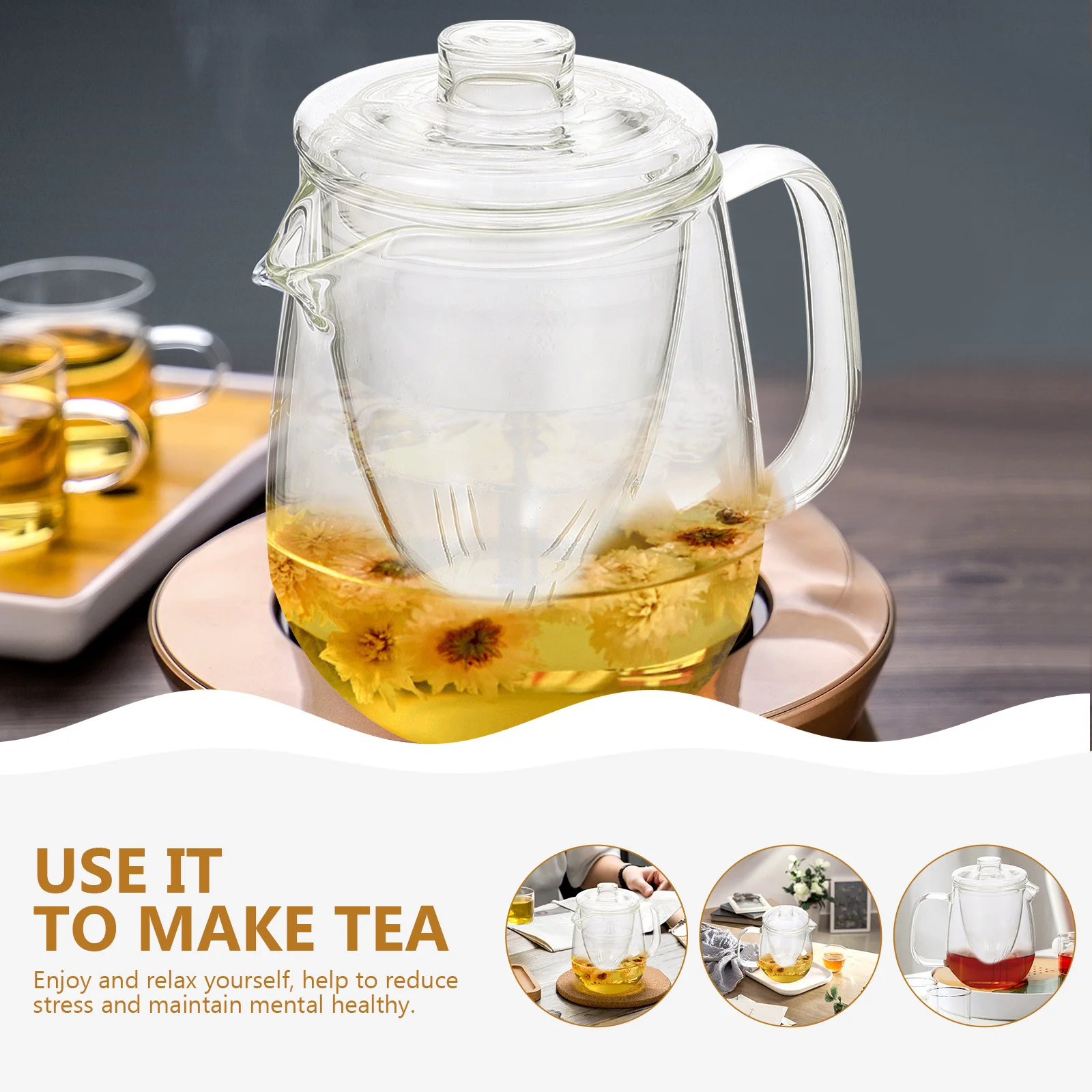 

Transparent Glass Teapot Thickened Tea Container for Tea Coffee Chinese Herbal Medicine Home Use Teapot