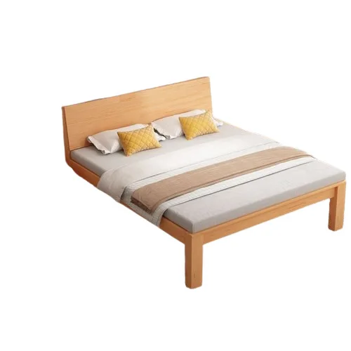 

All solid wood master bedroom is modern and simple, double raised bed frame European style