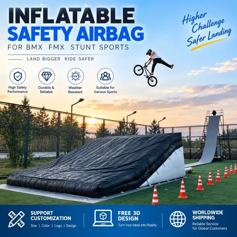 Free Jumping Bike Stunt Inflatable Airbag, Stunt Equipment Inflatable airbag Jumping Cushion