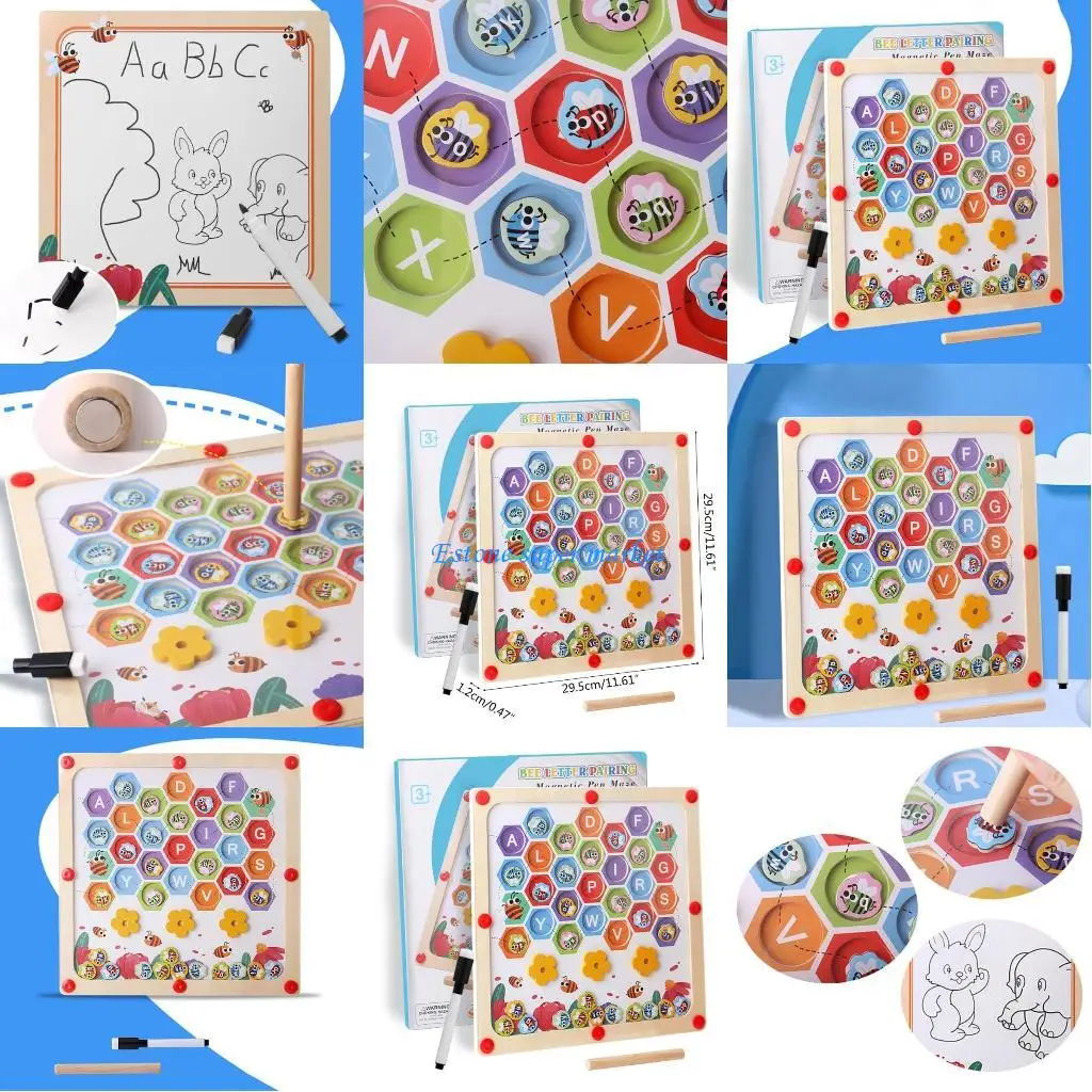090B لعبة المهارات الحركية الدقيقة للأطفال، لعبة مطابقة الحروف الخشبية، لعبة هدية تعليمية لمرحلة ما قبل المدرسة للأطفال من سن 3 #1