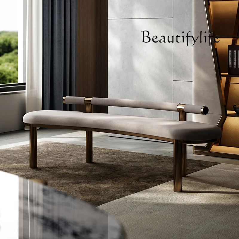 

Italian minimalist tea table meeting benches curved benches modern light luxury living room large balcony design