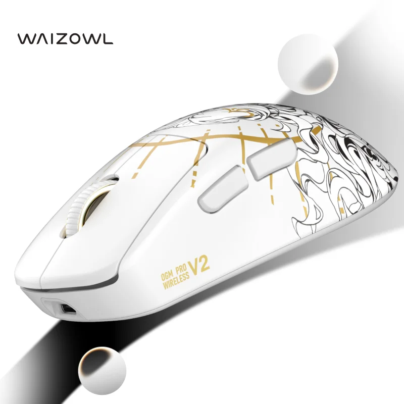 Waizowl OGM Pro V2 Hades Gaming Mouse Customize Wireless Three-Mode Paw3950 30000dpi Lightweight Gaming Mouse E-sports Ergonomic