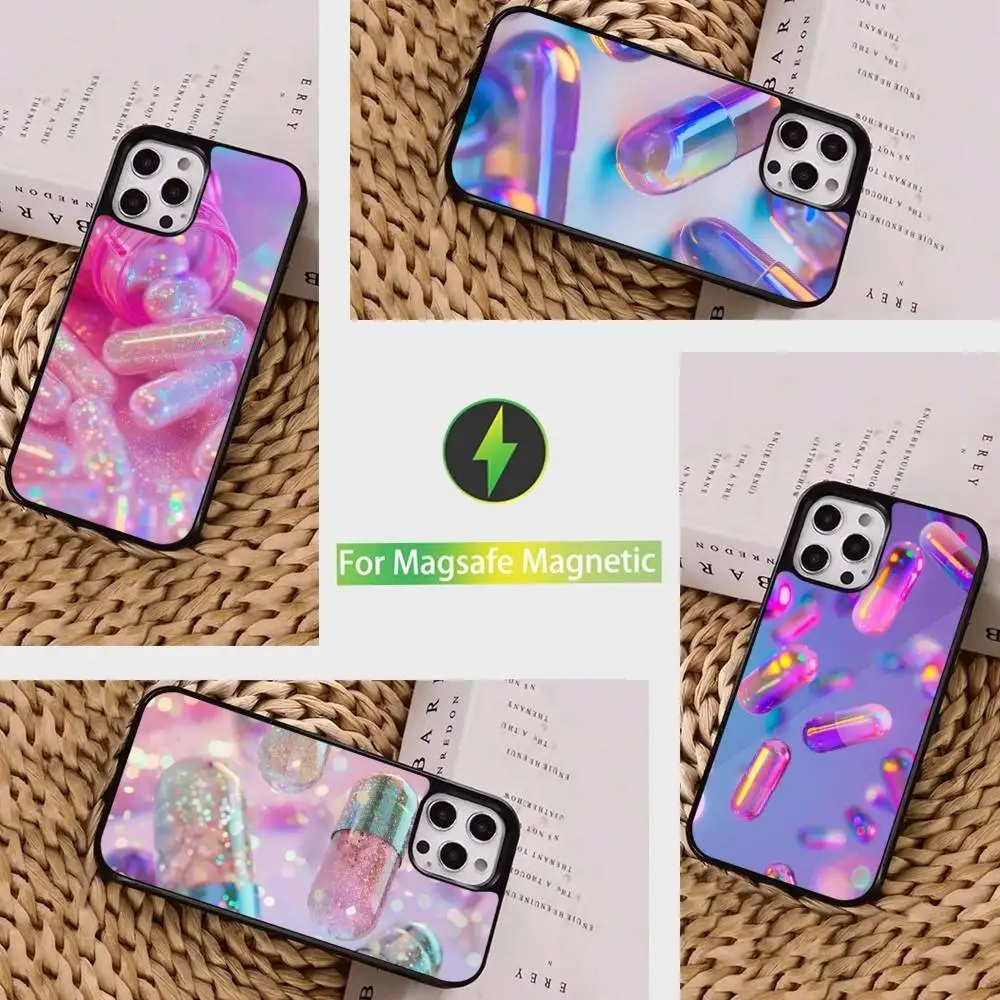

Dreamy Colors Art Pills Phone Case For iPhone 16,15,14,13,12,11,Pro,Max,Plus,Mini, Magsafe,Magnetic Wireless Charging Case