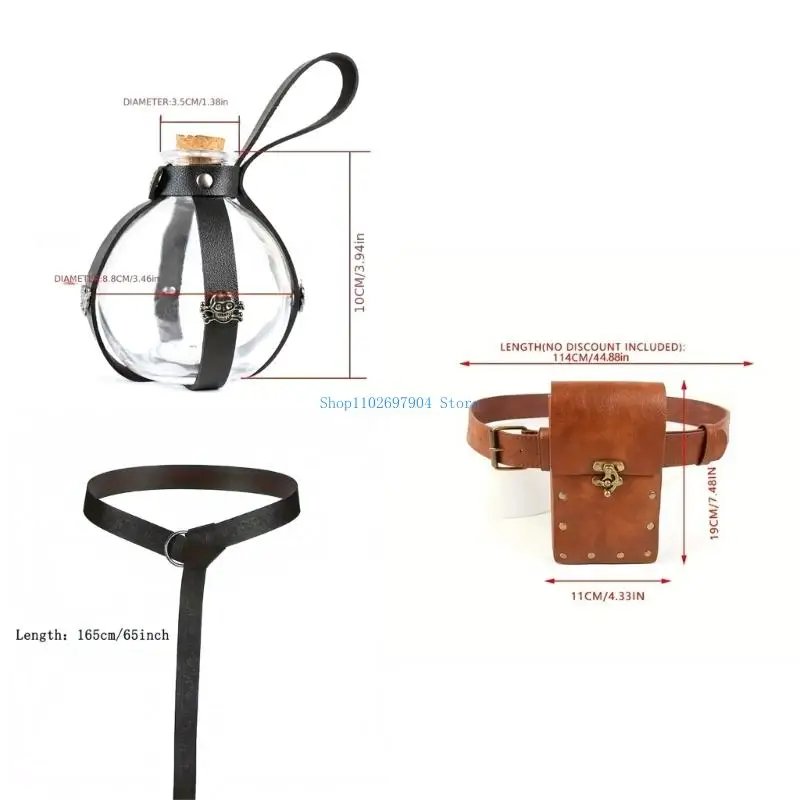 N7yf Men's Costume VIKINGES Costumes ACCESSOIRES COSTUME MÉDÉVALE CEINTURATION TAIRON PIRAT