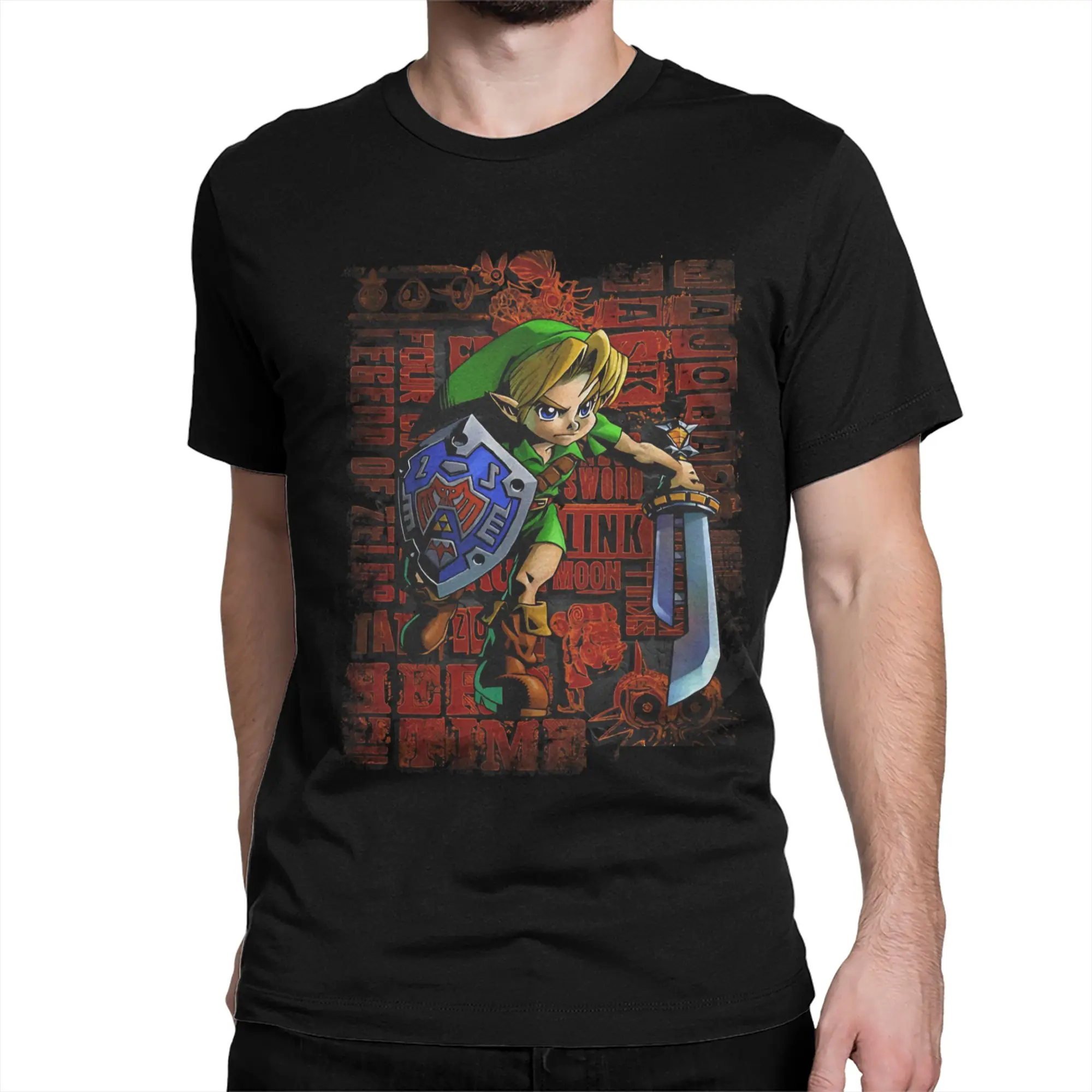 Majoras Mask Link Action Portrait Zeldas Legend Men Women T Shirts Creative Tees Short Sleeve Round Collar T-Shirts 100% Cotton