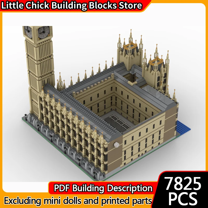 

Модель City Street View MOC, строительные кирпичи, Великобритания, Биг Бен, модульная технология, детские праздничные подарки, сборные игрушки, костюм