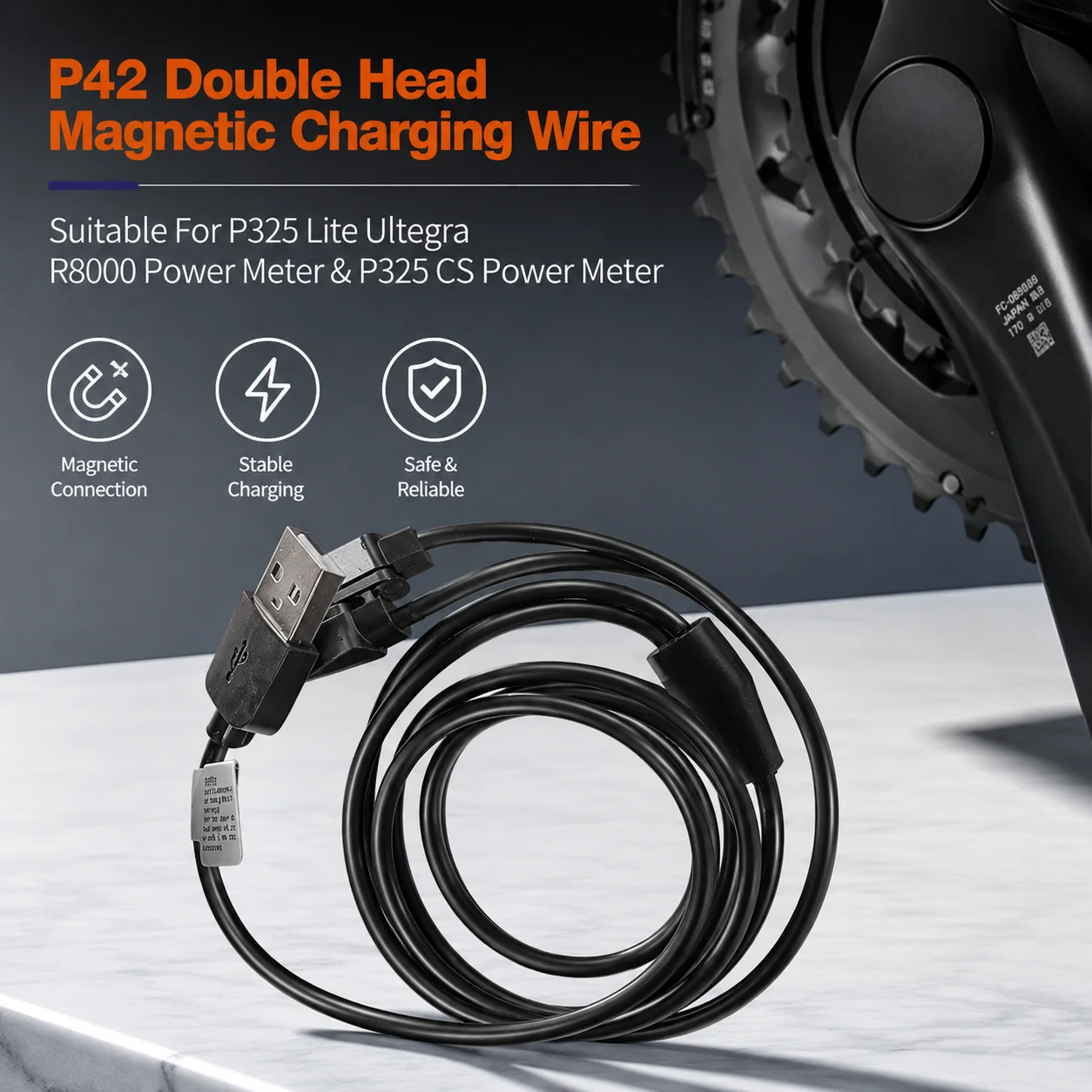 Magene For P325 CS PES P505 Compatible P325 Lite Ultegra R8000 Original Power Meter Charging Cable Dual-Head Magnetic Charging