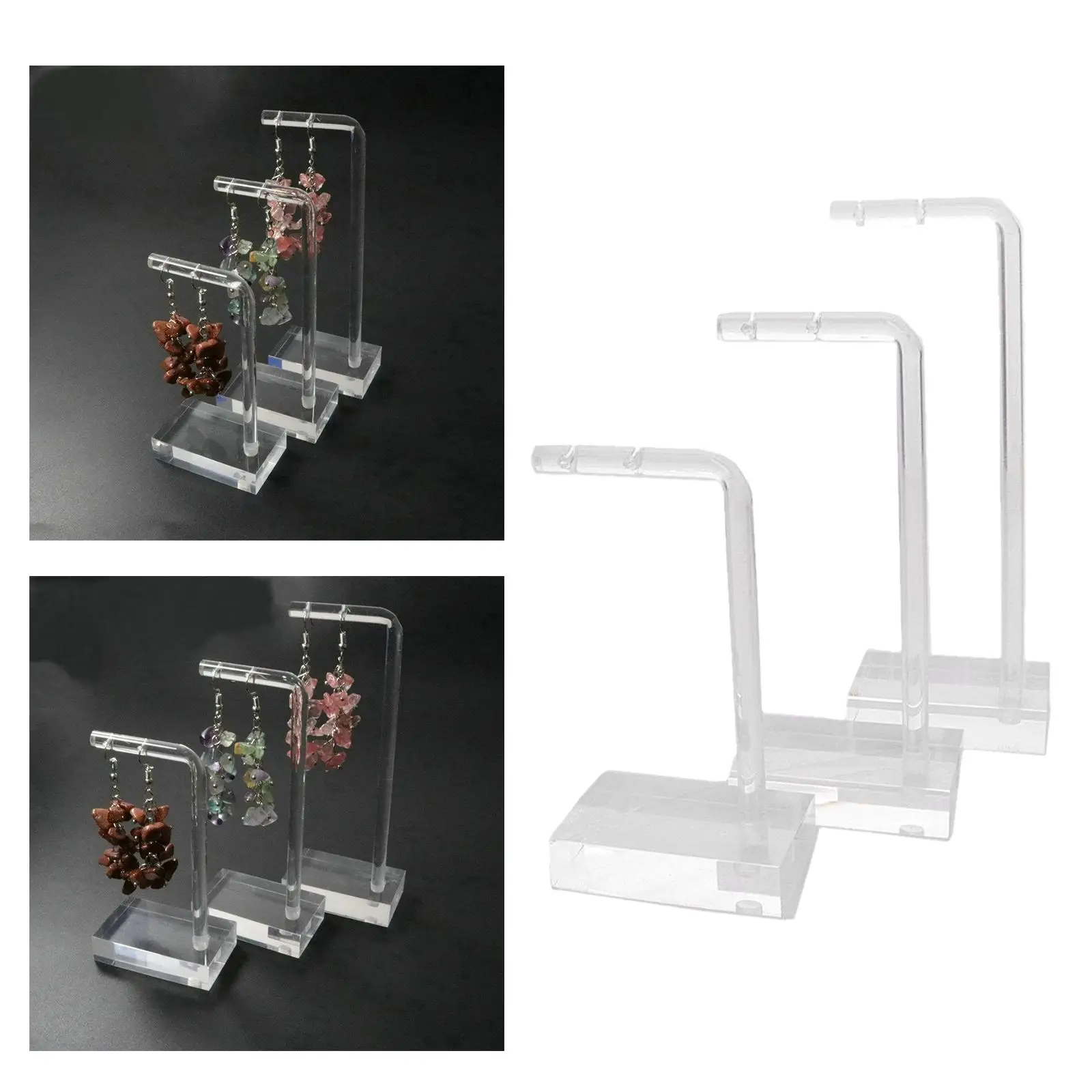 3 pcs/Set Earrings Stand Jewelry Organizer Acrylic Ear Studs Holder Hanger Display Rack