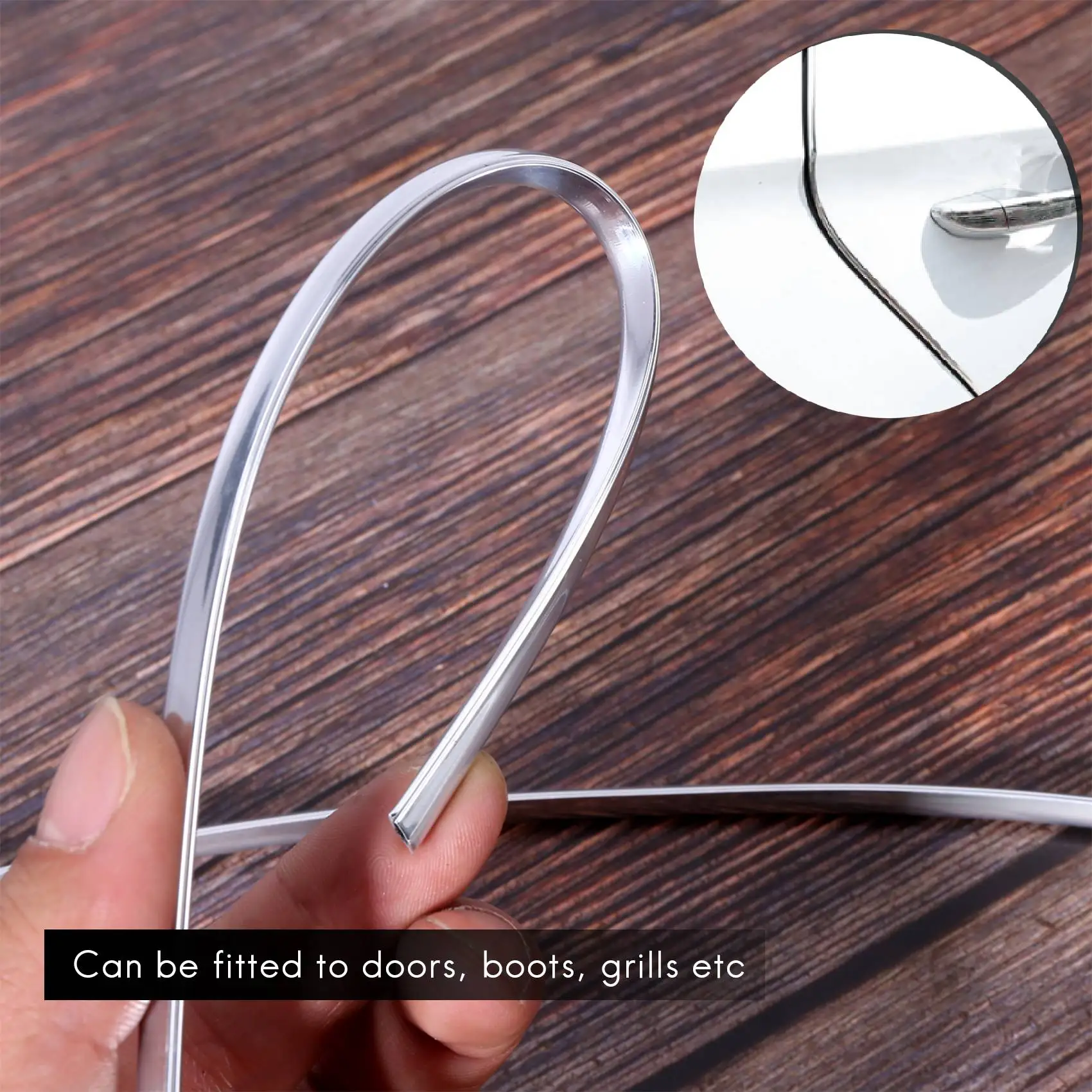 شريط تشذيب من الكروم للسيارة ، حافة الباب ، واقي الخدش ، غطاء واقي ، فضي ، 20 قدمًا