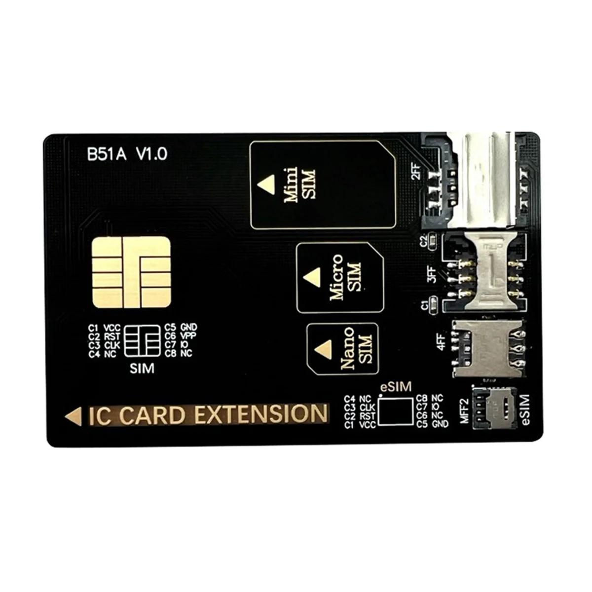 AT59 4 في 1 محول بطاقة الاختبار الهاتف المحمول البطاقة الذكية محول بطاقة فتح اختبار يدعم شريحة SIM صغيرة/مايكرو سيم/نانو SIM/ESIM