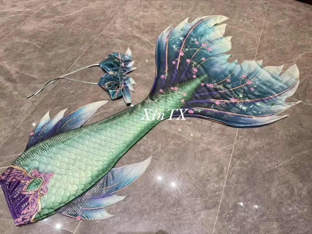 NEW!Professional Adult Mermaid Tail Flower Stamping Light Fabric High Elasticity Female Mermaid Swimsuit Photo Photo Cosplay view 6