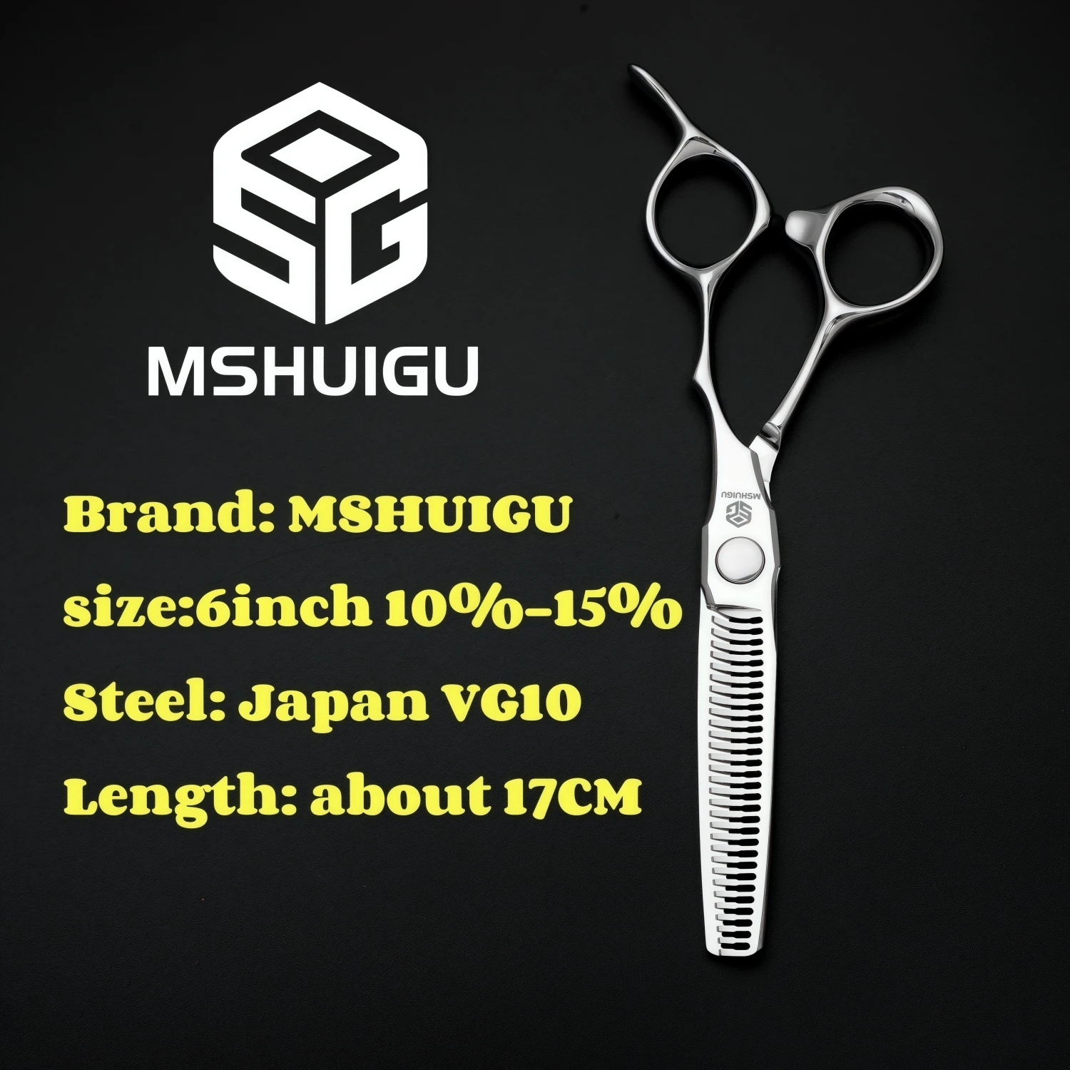 MSHUIGU Professionelle Haarstrukturschere, gebogene Klinge, kann Schere, Friseurschere, Werkzeugzubehör, Japan vg10 Stahl, 15,2 cm verschiebbar – Detail 5