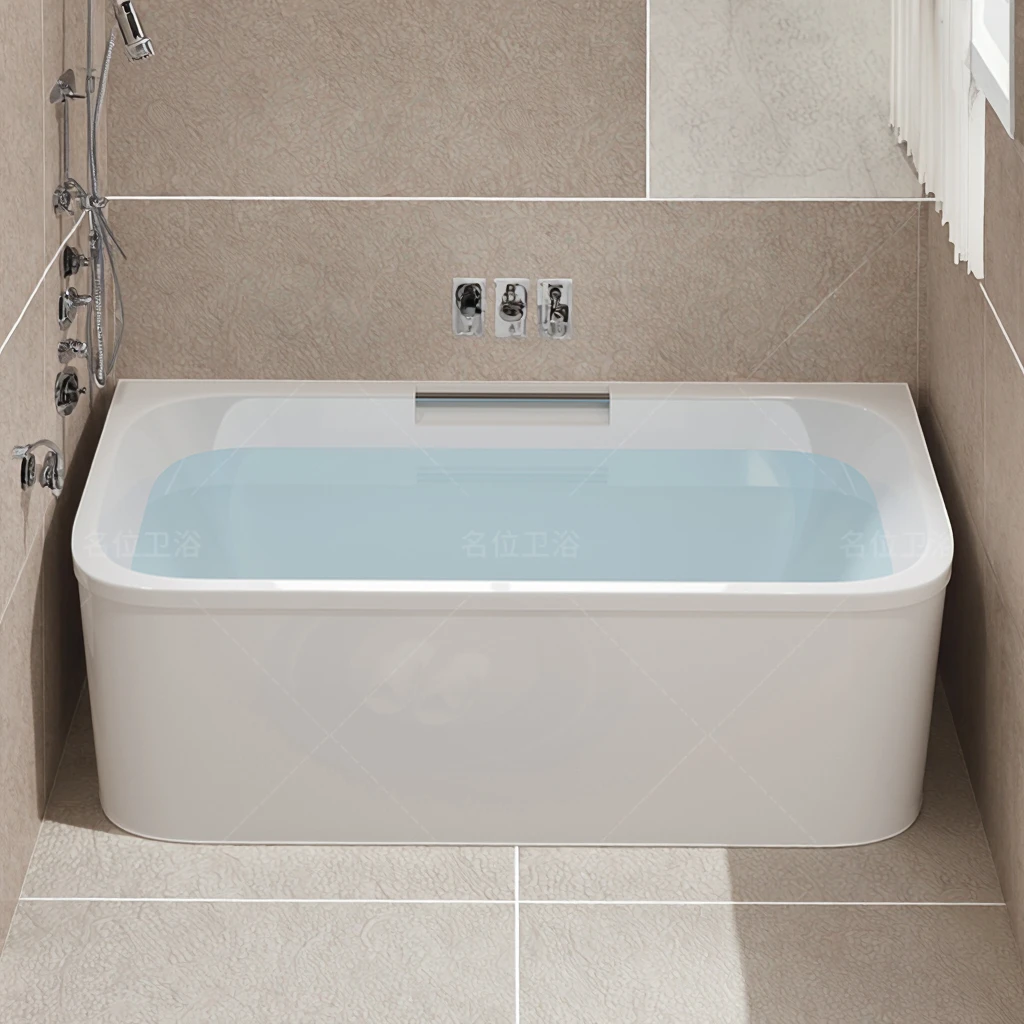 Modern 1.7m Acrylic Bath Tub Free-Standing Bathtub Whirlpool with  Nozzle System Easy Clean Soaking Installation