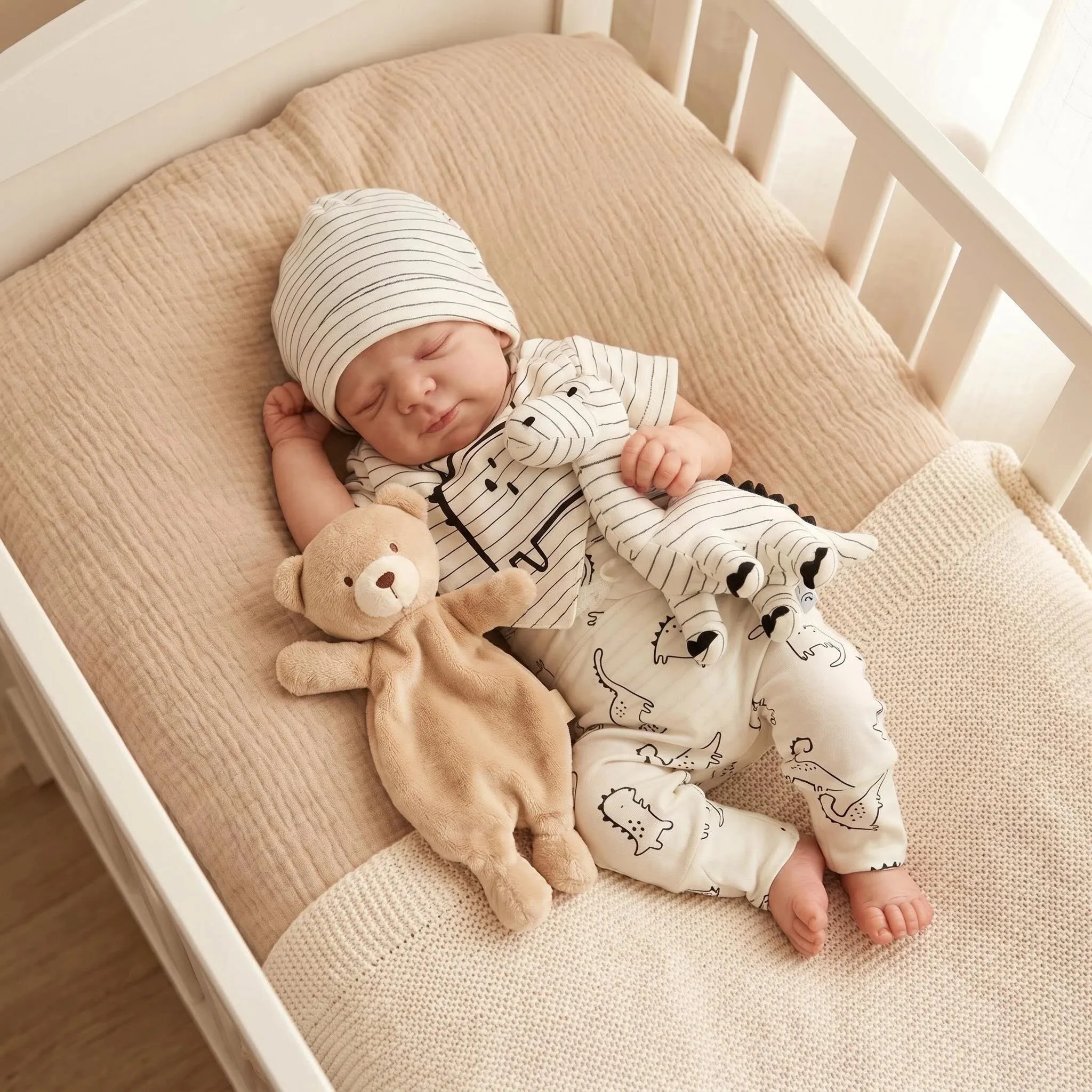 

1PC 18Inch Realistic Newborn Cloth Body Lifelike Reborn Baby Doll Handmade Painting Cute Hair Simulation Doll Holiday Gift