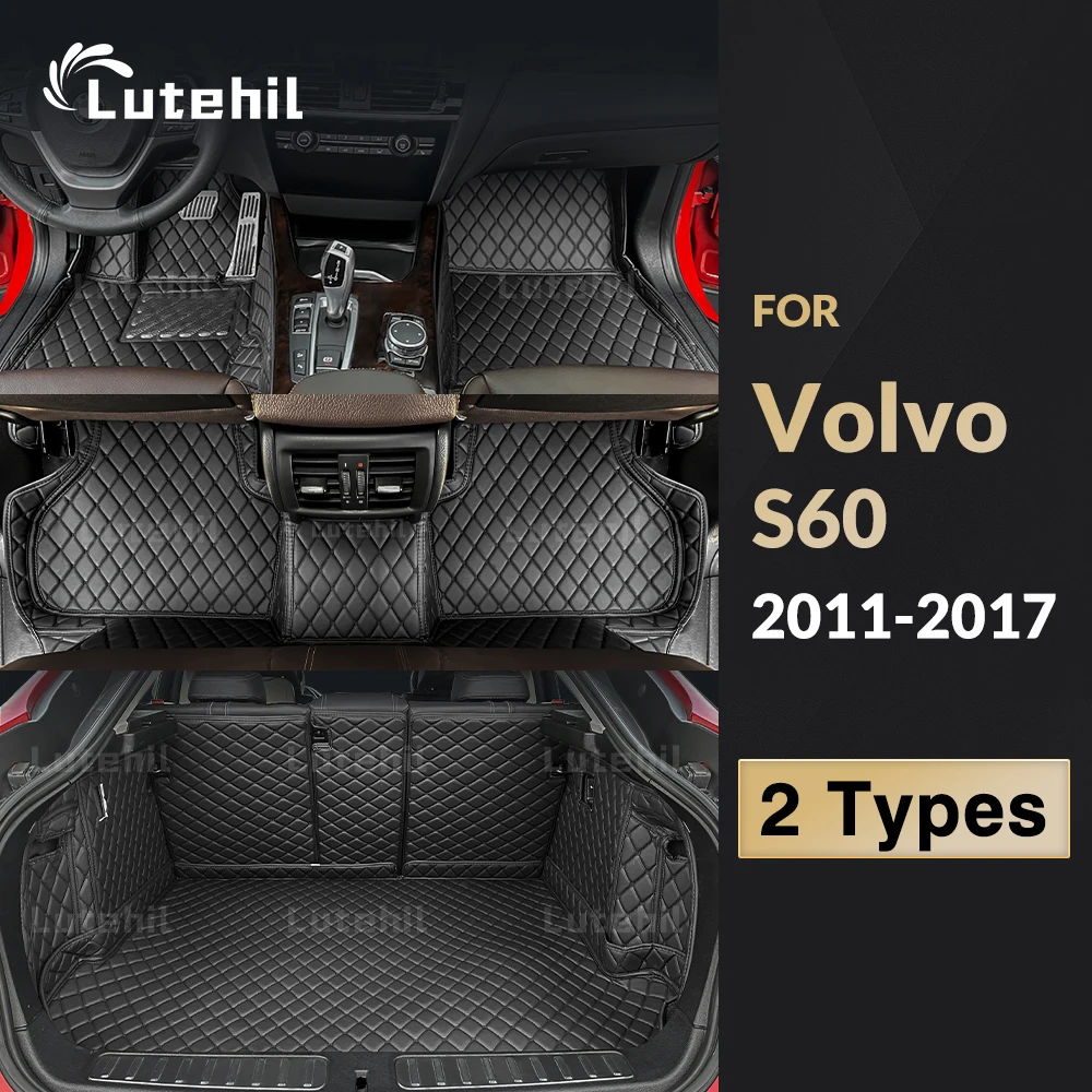 Lutehil พรมปูพื้นรถยนต์สำหรับรถวอลโว่ Volvo S60 2011 2012 2013 2014 2015 2016 2017 alas bagasi mobil แผ่นแปะเท้าพรมอุปกรณ์ตกแต่งภายใน