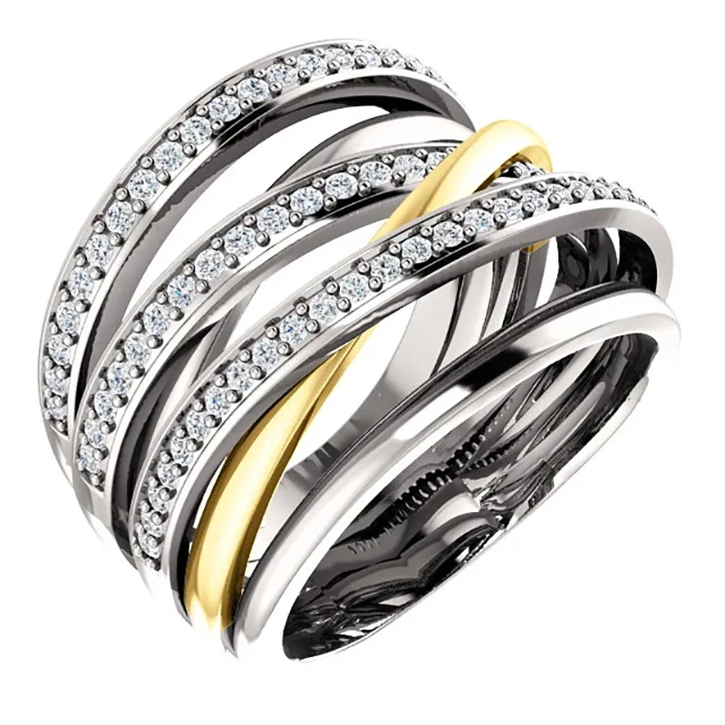 Creative Multi-Line Wrap Multi-Row Zircon Rings For Men And Women Fashion Trend Alloy Finger Rings Male And Female Party Jewelry