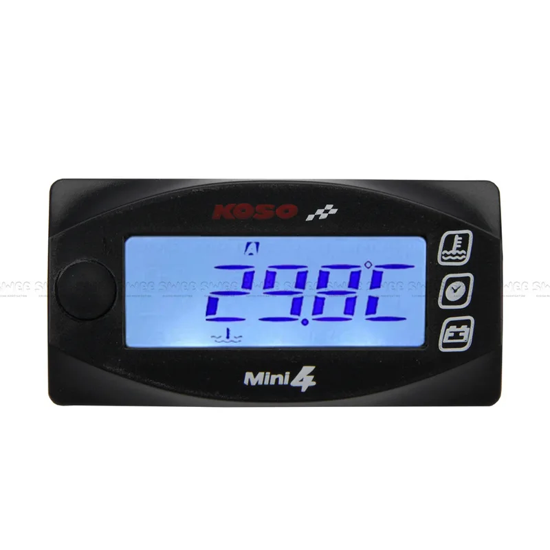 Universal 4in1 Digital Motorcycle Gauge:/Oil Temp, Voltmeter & Clock