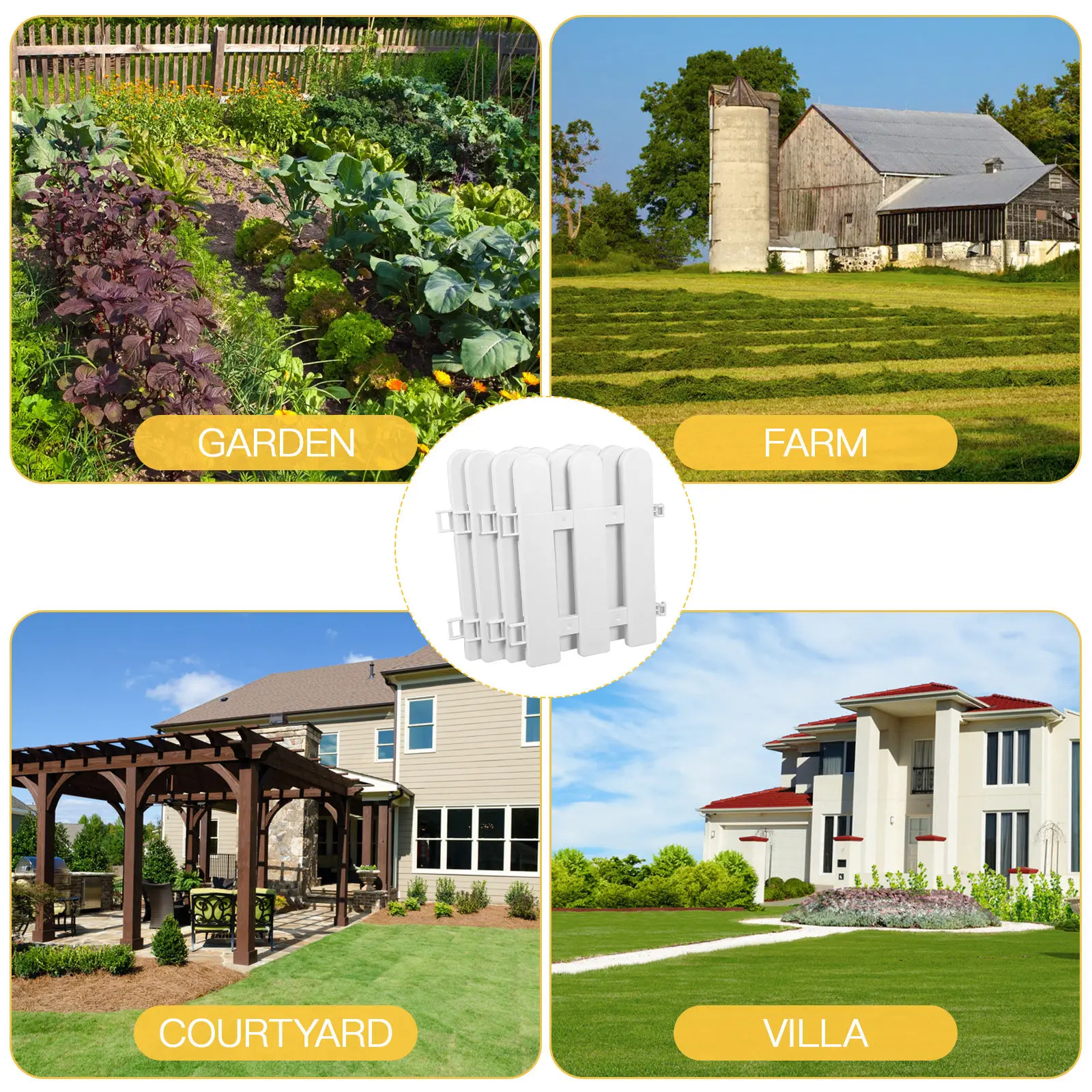 4Pcs Elegant White Plastic Fence for Garden Courtyard Yard Patio Reptile Enclosure Pet Boundary Landscaping Edging Plant Borders