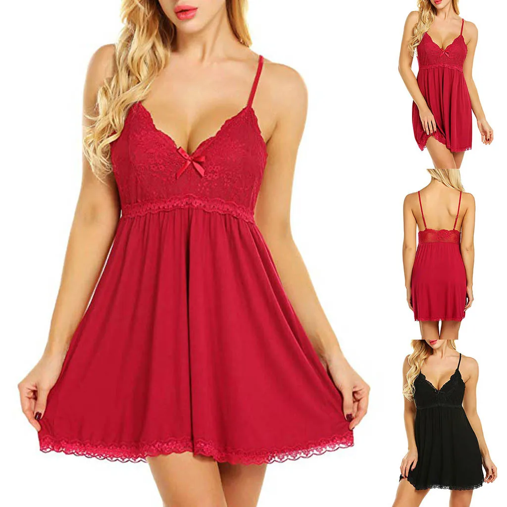 Sexy Lingerie Women's Pajamas Slip Dress Suit Summer Season V-Neck Short Sleeve Ultra-Short Skirt Length Other Brand Home Wear